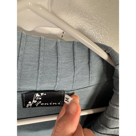 Fenini Womens Medium Top Blouse Lagenlook Button Up Long Sleeve Pockets Collared - Picture 9 of 10